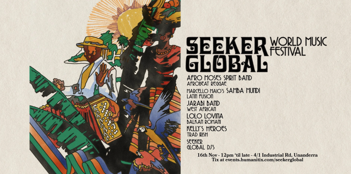 Banner for World Music Festival at Seeker Brewing